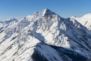 A mountain in Aspen near the Limelight Hotel Aspen, which is used for skiing and ice climbing in the winter.