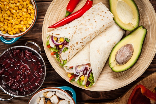 Tortilla with a mix of ingredients