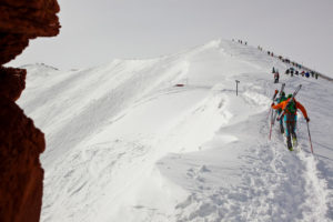 walking up highland bowl