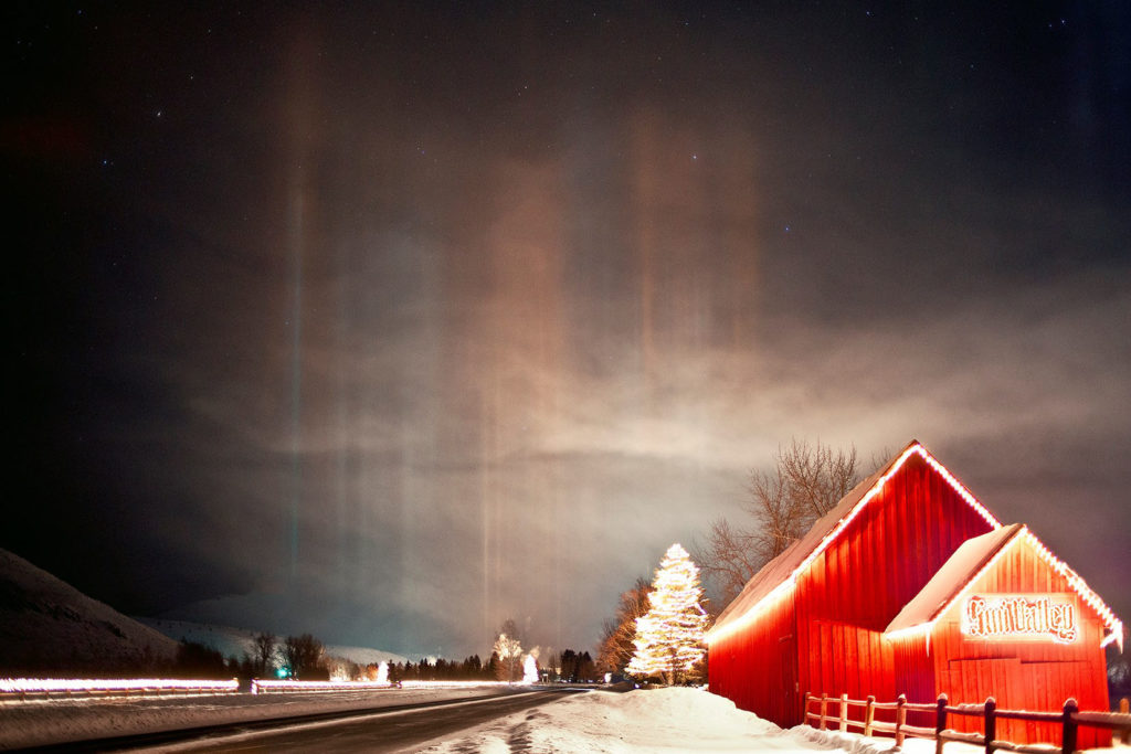 Red Barn Sun Valley- Light Pillars
